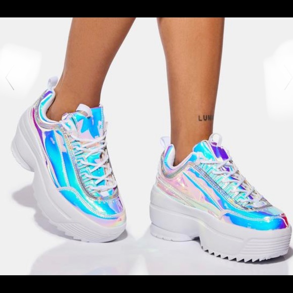 Holographic platform sneakers Clearance
